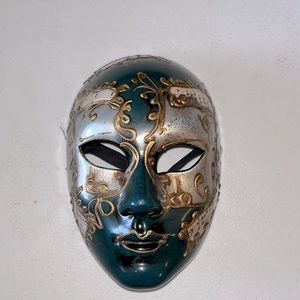Plastic Theater Full Sized Mask, Blue Green, Bronze, Gold, Silver, Music Notes